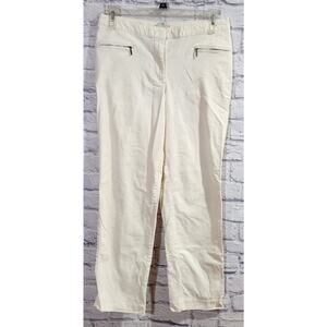 Talbots Cream Signature Corduroy Flat Front Zipper Pockets Pants 12 Lightweight